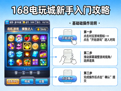 168电玩城新手入门攻略配图，展示游戏主界面和基础操作说明